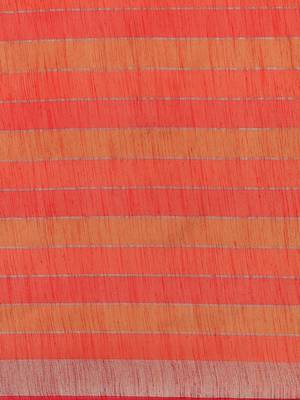 Red woven blended cotton saree with blouse 3