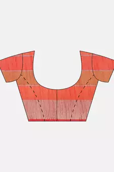 Red woven blended cotton saree with blouse