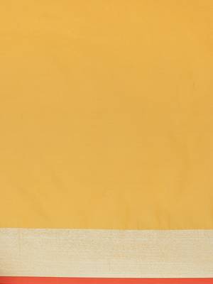Yellow woven blended cotton saree with blouse 3
