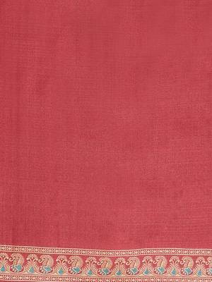 Maroon printed art silk saree with blouse 5