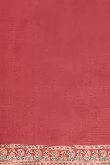 Maroon printed art silk saree with blouse