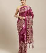 Purple printed art silk saree with blouse