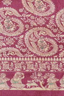 Purple printed art silk saree with blouse