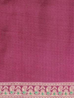 Purple printed art silk saree with blouse 5