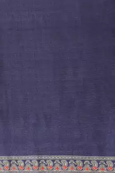 Blue printed art silk saree with blouse