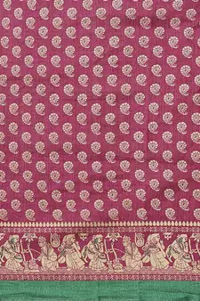 Purple printed art silk saree with blouse