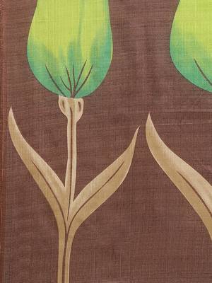 Brown printed art silk saree with blouse 3