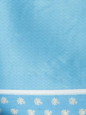 Blue printed art silk saree with blouse 5