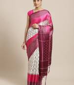 Pink printed art silk saree with blouse