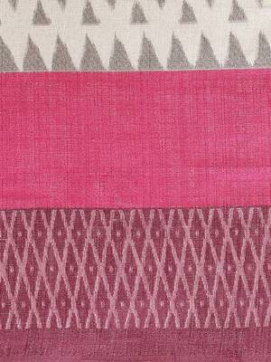 Pink printed art silk saree with blouse 3