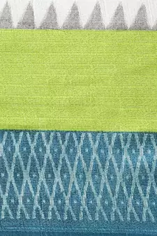 Green printed art silk saree with blouse