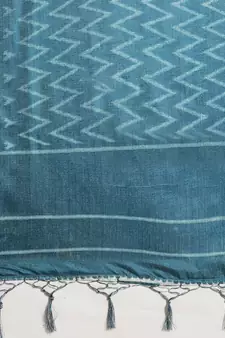 Green printed art silk saree with blouse