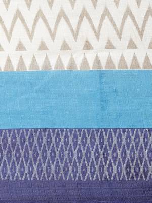Blue printed art silk saree with blouse 3