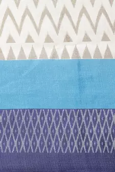 Blue printed art silk saree with blouse