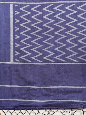 Blue printed art silk saree with blouse 4