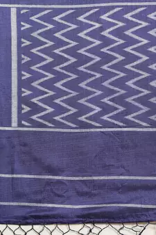 Blue printed art silk saree with blouse