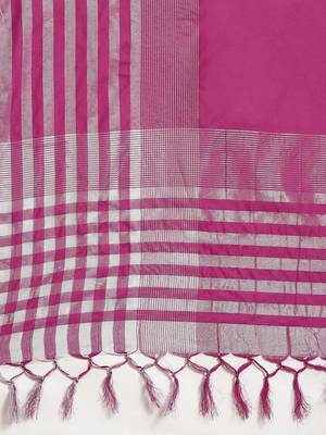Purple woven blended cotton saree with blouse 4