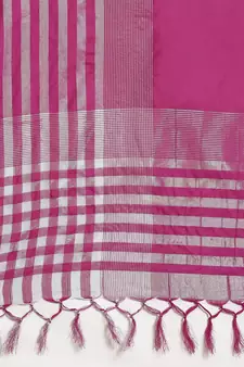 Purple woven blended cotton saree with blouse