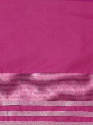 Purple woven blended cotton saree with blouse 5