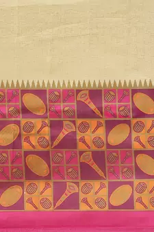 Pink printed art silk saree with blouse