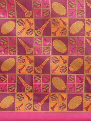 Pink printed art silk saree with blouse 5