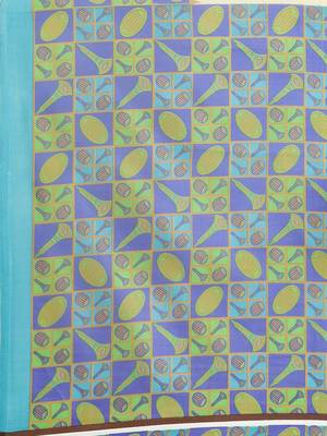 Blue printed art silk saree with blouse 4