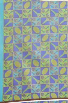 Blue printed art silk saree with blouse