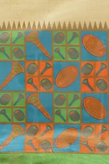 Green printed art silk saree with blouse