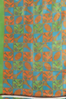Green printed art silk saree with blouse