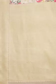 Beige printed art silk saree with blouse