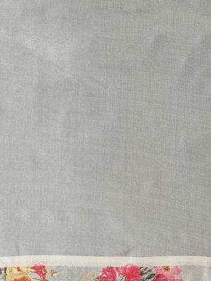 Grey printed art silk saree with blouse 5