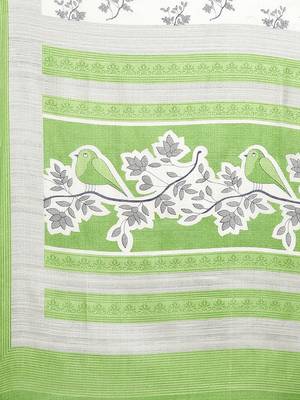 Green printed art silk saree with blouse 4