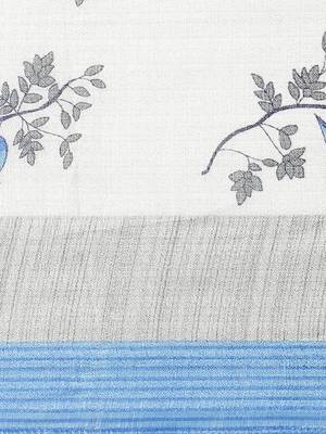 Blue printed art silk saree with blouse 3