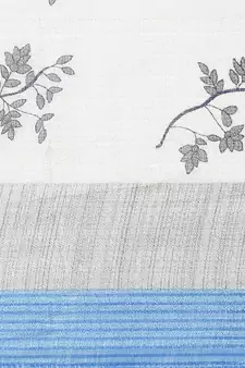 Blue printed art silk saree with blouse