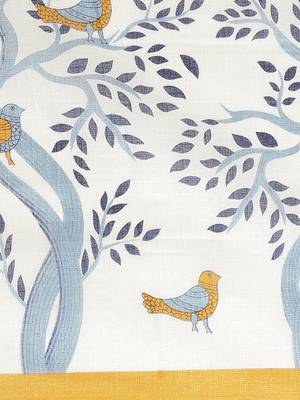 Yellow printed art silk saree with blouse 3