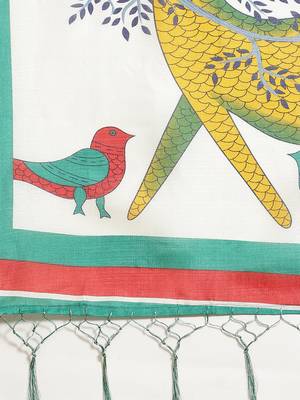 Green printed art silk saree with blouse 4