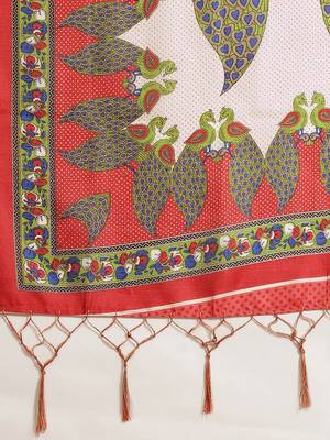 Green printed art silk saree with blouse 4