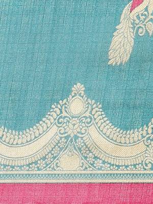 Multicolor printed art silk saree with blouse 3