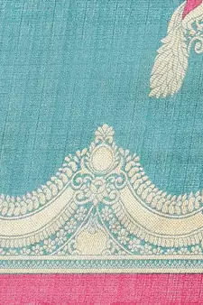 Multicolor printed art silk saree with blouse