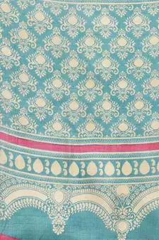 Multicolor printed art silk saree with blouse