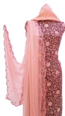 Windsor Wine Peach Georgette Unstiched Suit 1