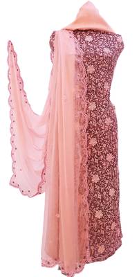 Windsor Wine Peach Georgette Unstiched Suit 2