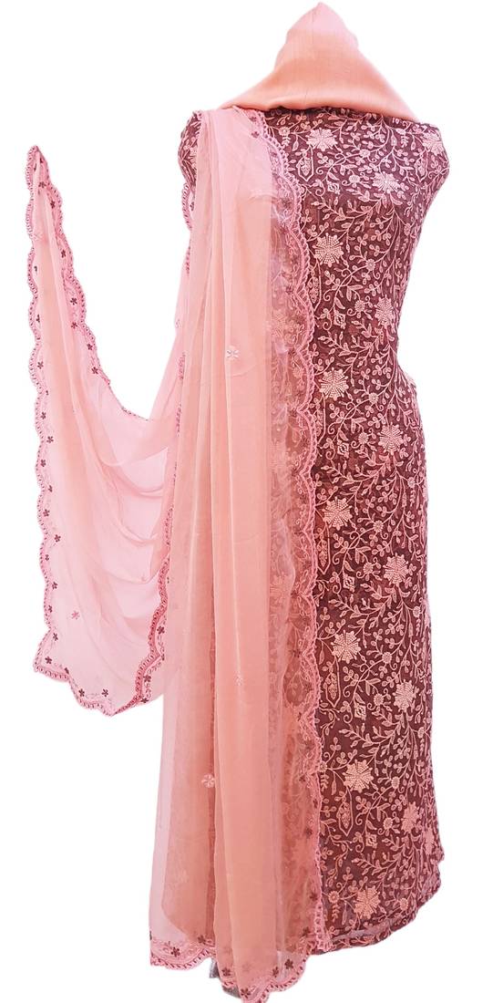 Windsor Wine Peach Georgette Unstiched Suit