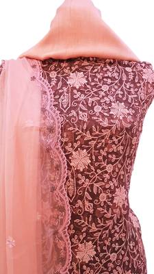 Windsor Wine Peach Georgette Unstiched Suit 3