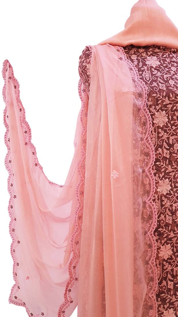 Windsor Wine Peach Georgette Unstiched Suit