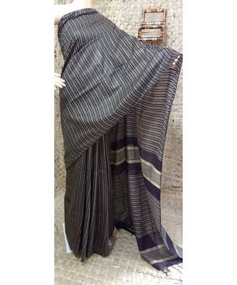 black Kataan staple soft silk handloom saree   1