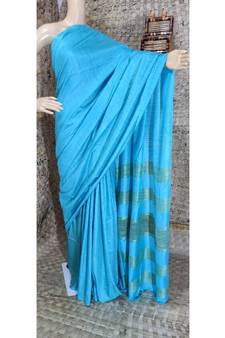 blue Kataan staple soft silk handloom saree  