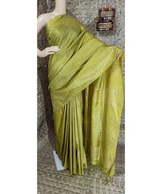 yellow Kataan staple soft silk handloom saree   1