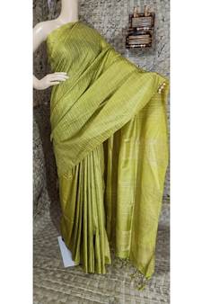 yellow Kataan staple soft silk handloom saree  