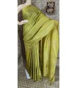 yellow Kataan staple soft silk handloom saree  